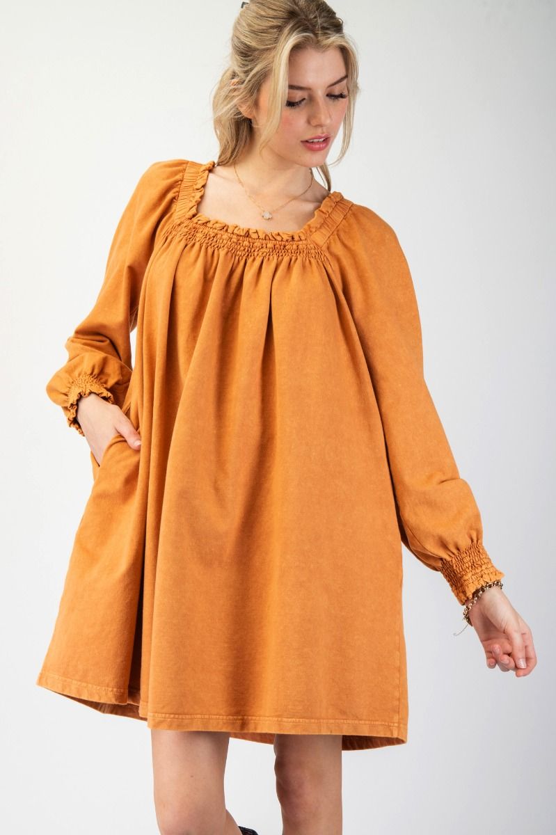 Final Sale - Mineral Wash Terry Knit Dress