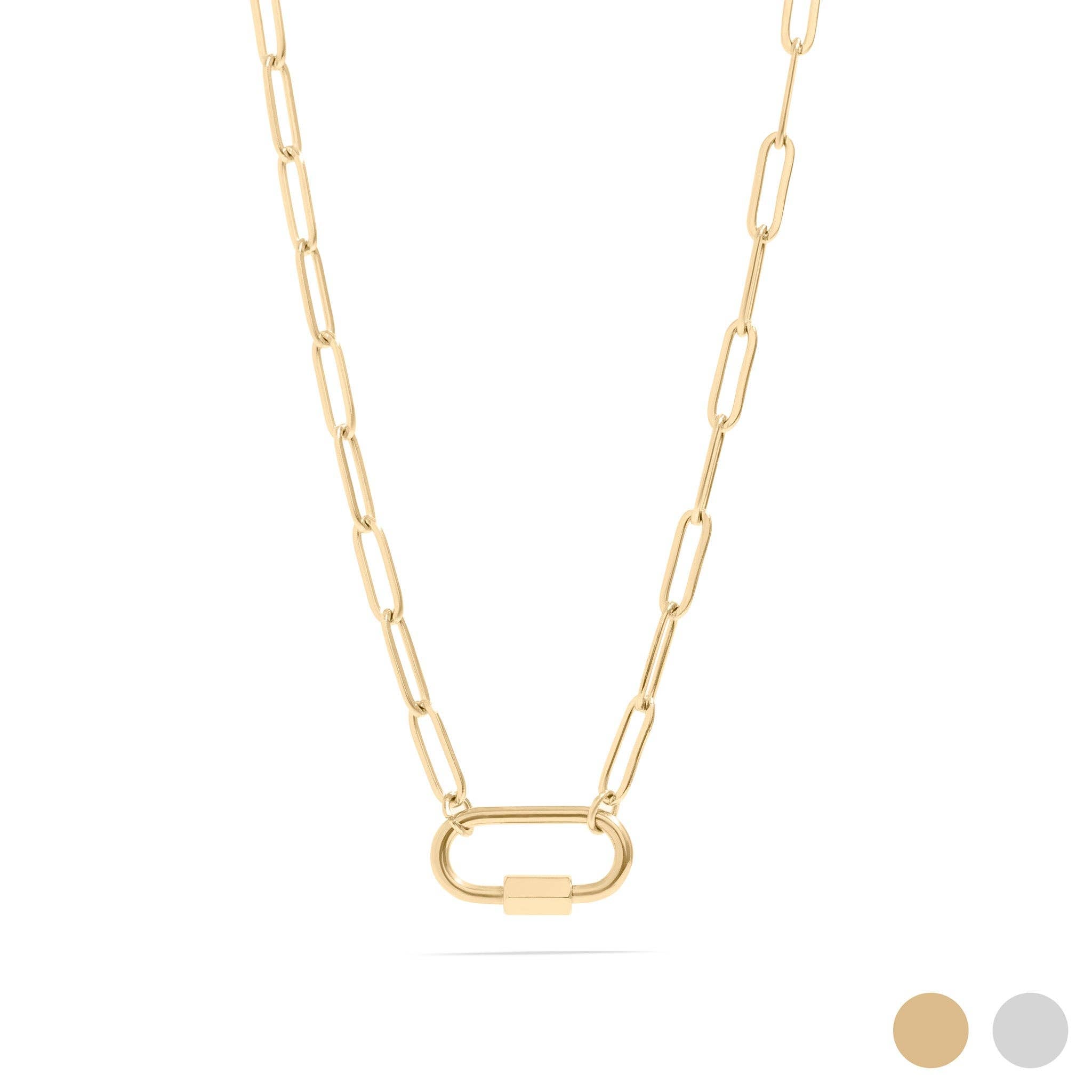18K Gold PVD Paperclip Carabiner Necklace – Claiborne's Closet on