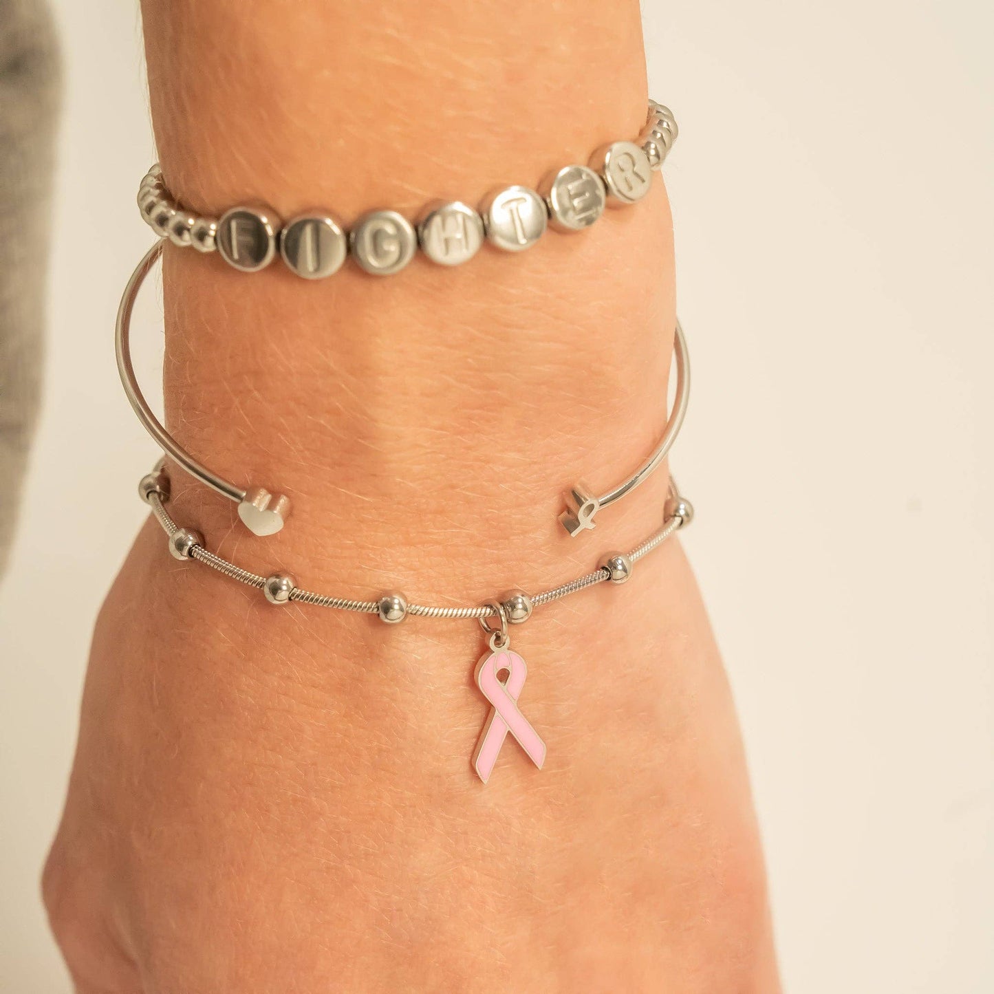 Breast Cancer Awareness Pink Ribbon Charm