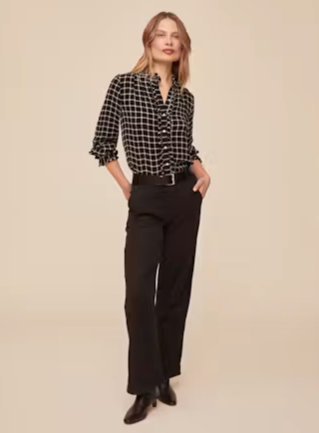 Long Sleeve Ruffle Edges Button Down