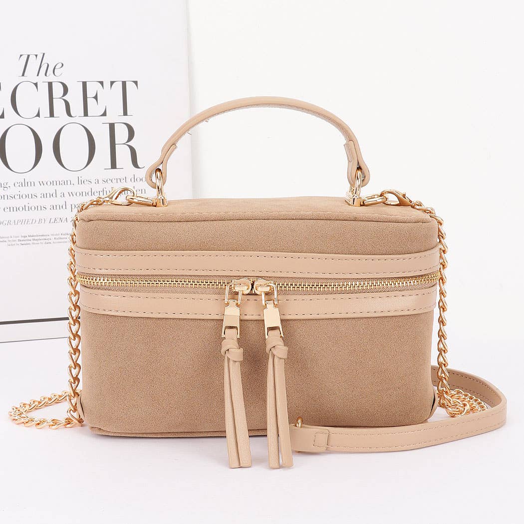 Faux Suede Leather Cosmetic Bag