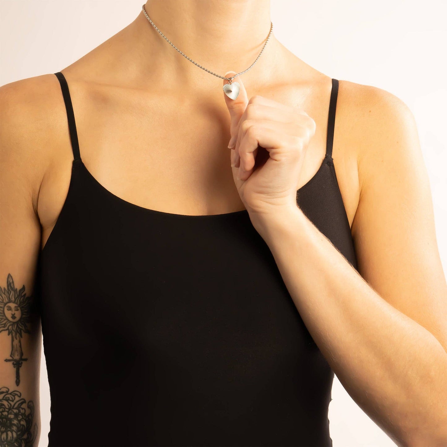 18K Gold PVD Stainless Steel Sunburst Heart Charm