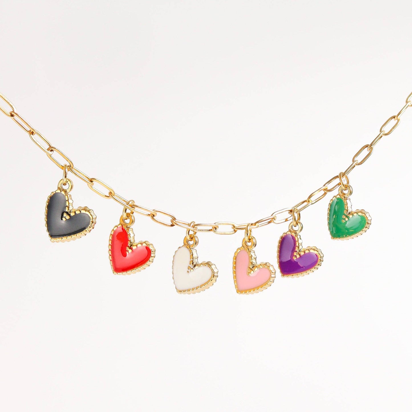 18K Gold PVD Stainless Steel Epoxy Heart Charm