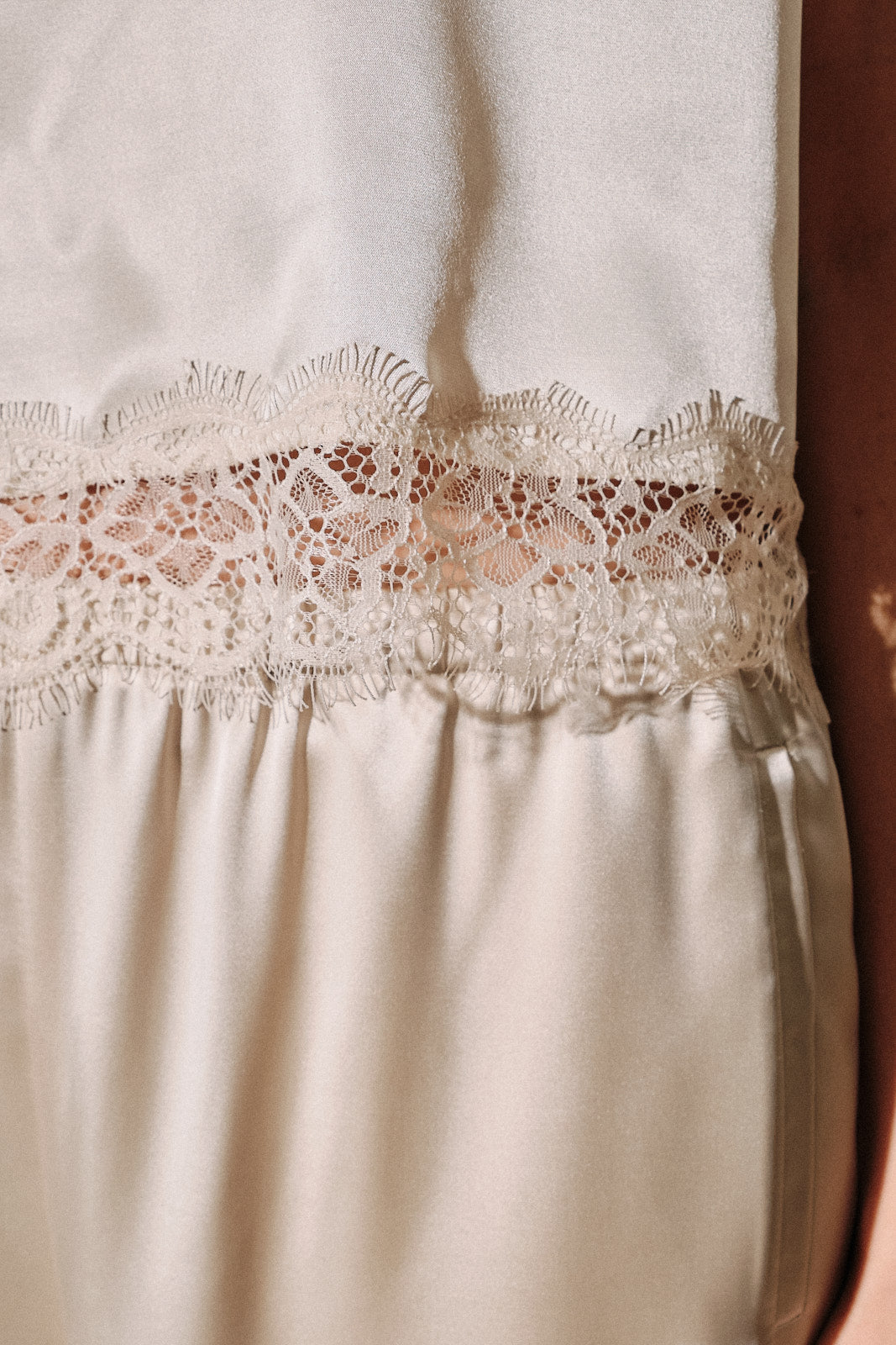 Satin Lace Trim Cropped Top