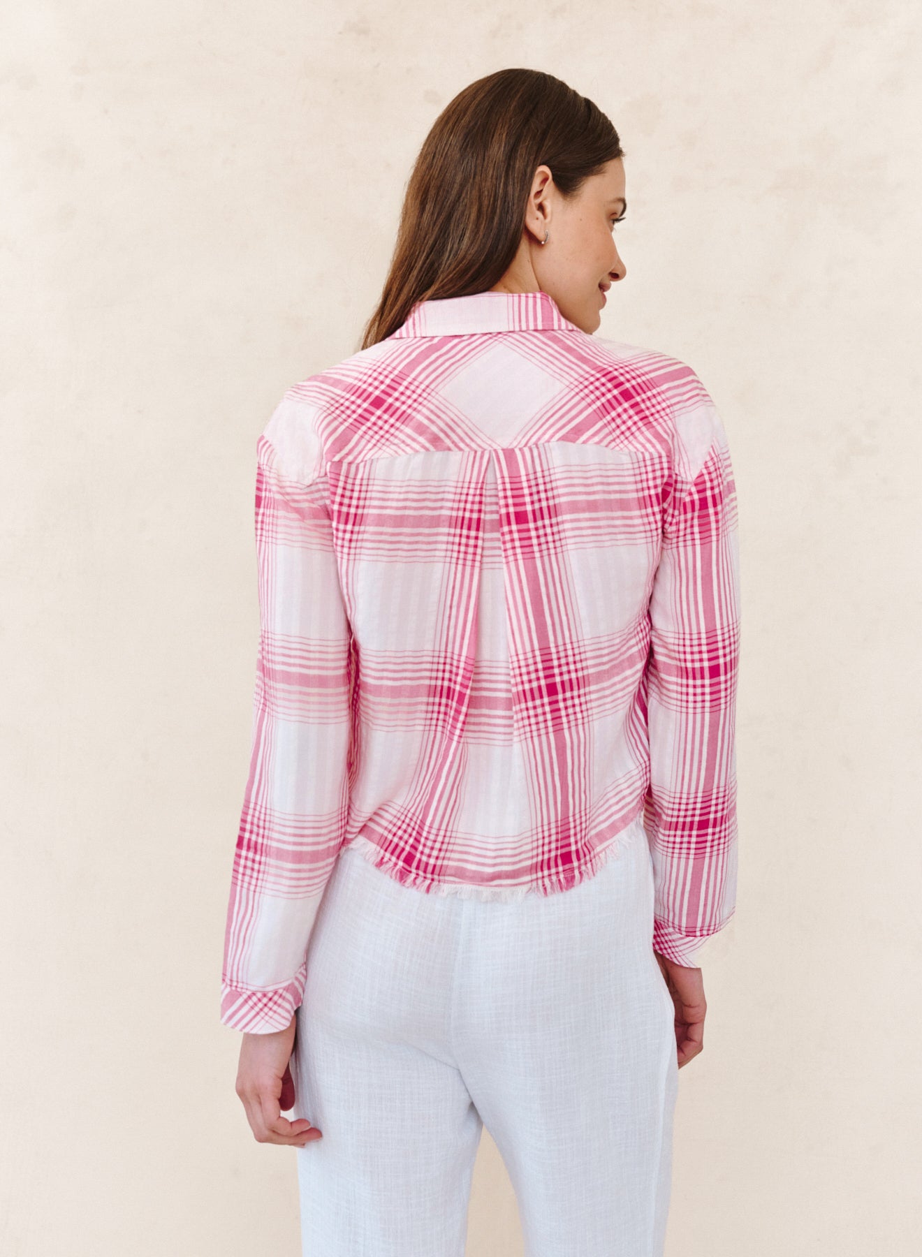 Two Pocket Fray Hem Crop Shirt