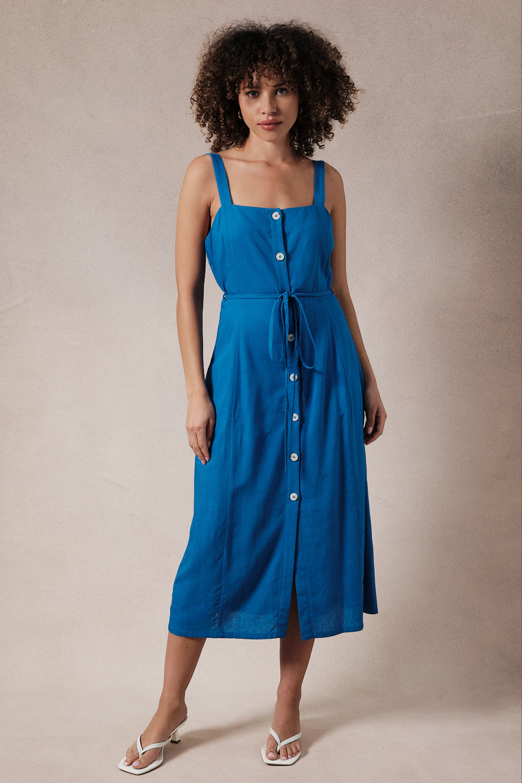 loose fitting dress with pockets Sleeveless Button Down Slim Fit Midi – Claiborne's Closet on Canal 14 designers whose fashion or dressy casual occasions color:Seafoam Tiffany Blue convertible dress