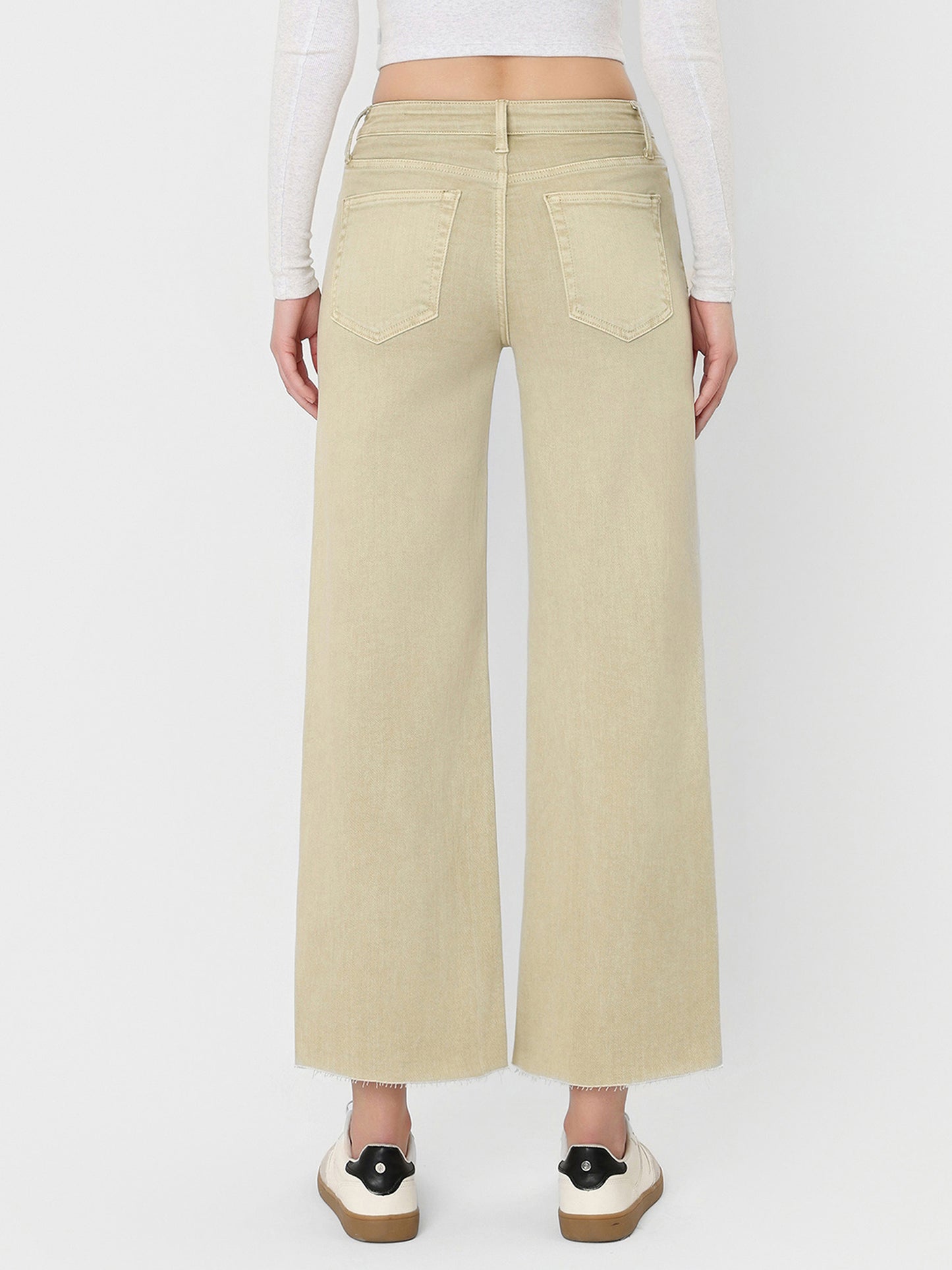 High Rise Color Crop Wide Leg Jeans