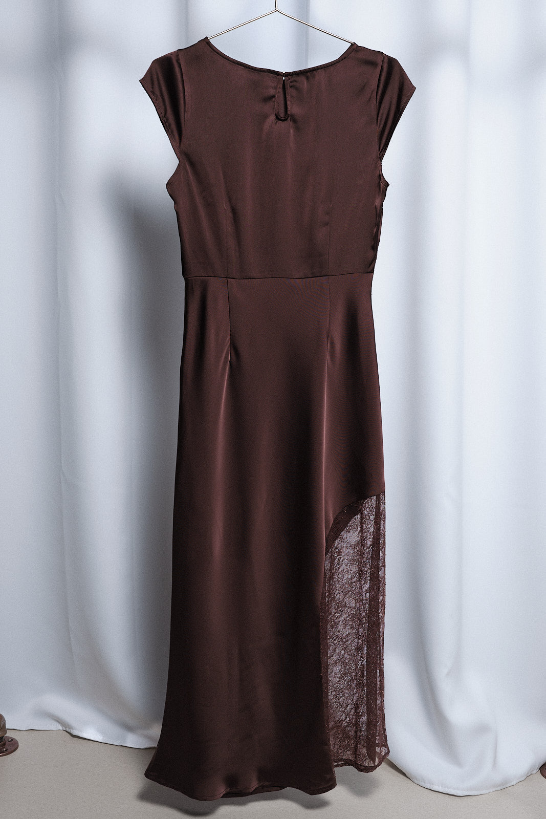 Boat Neck Lace Midi Dress