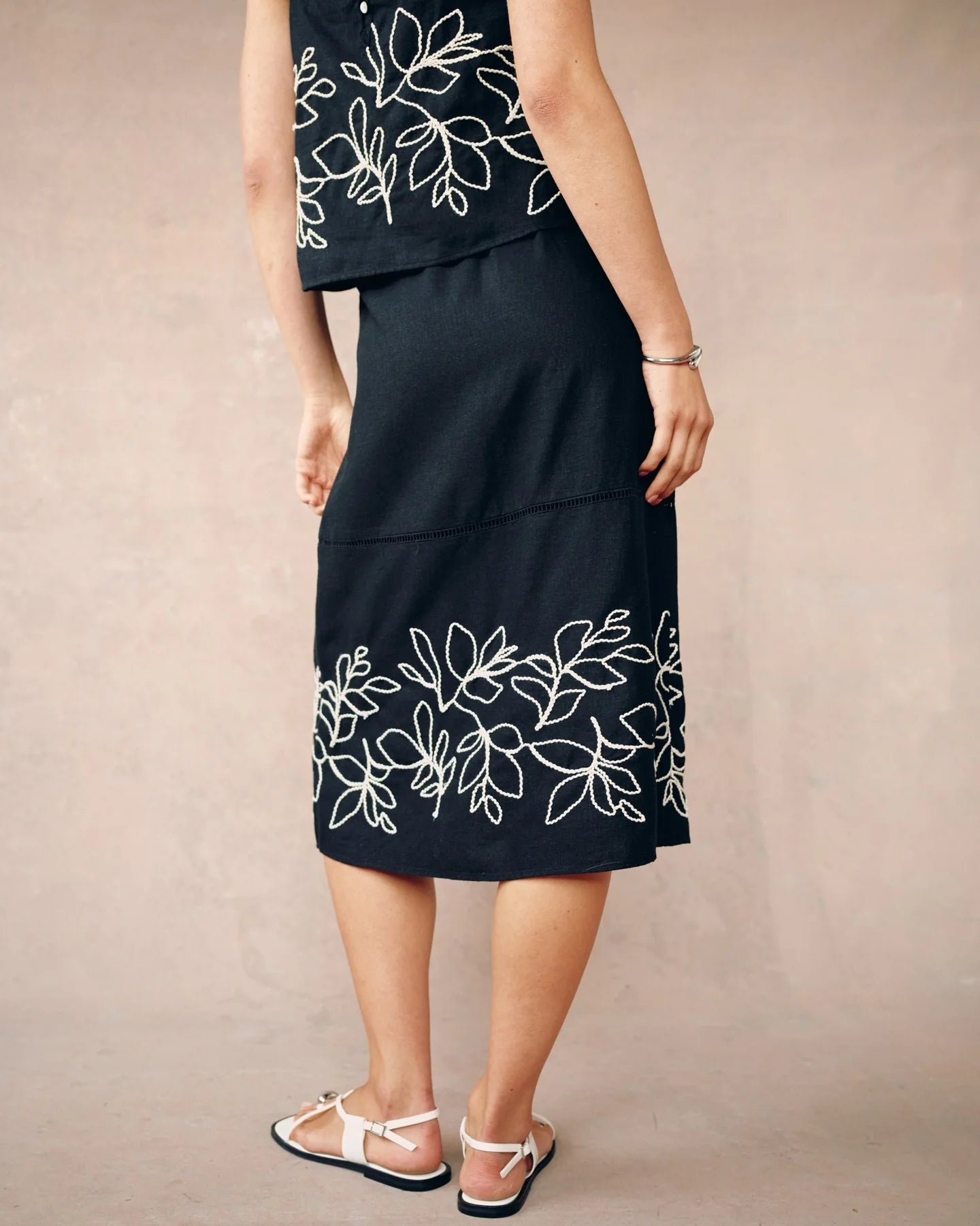 Ladder Trim Midi Skirt