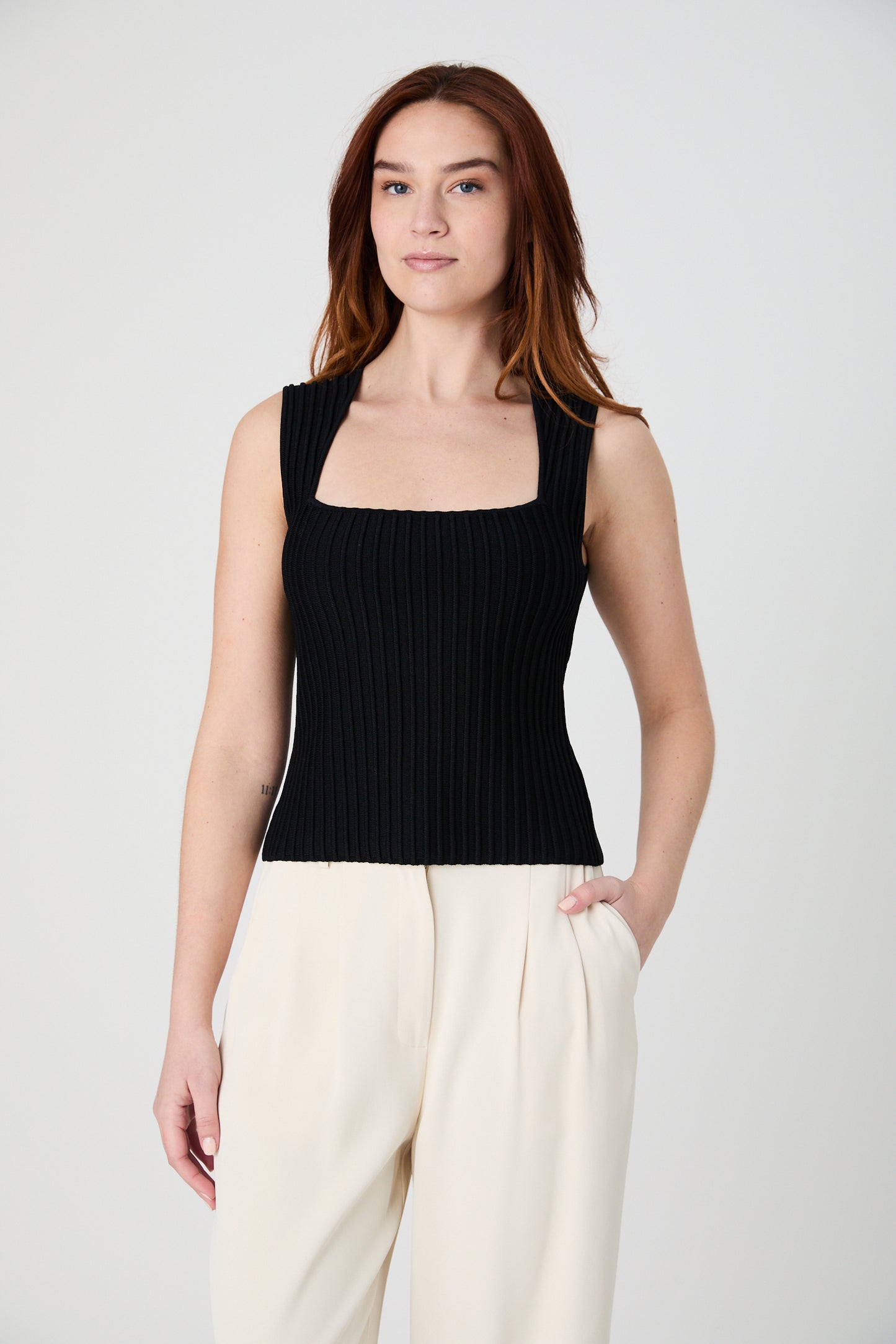 Ottoman Crinkle Sleeveless Top