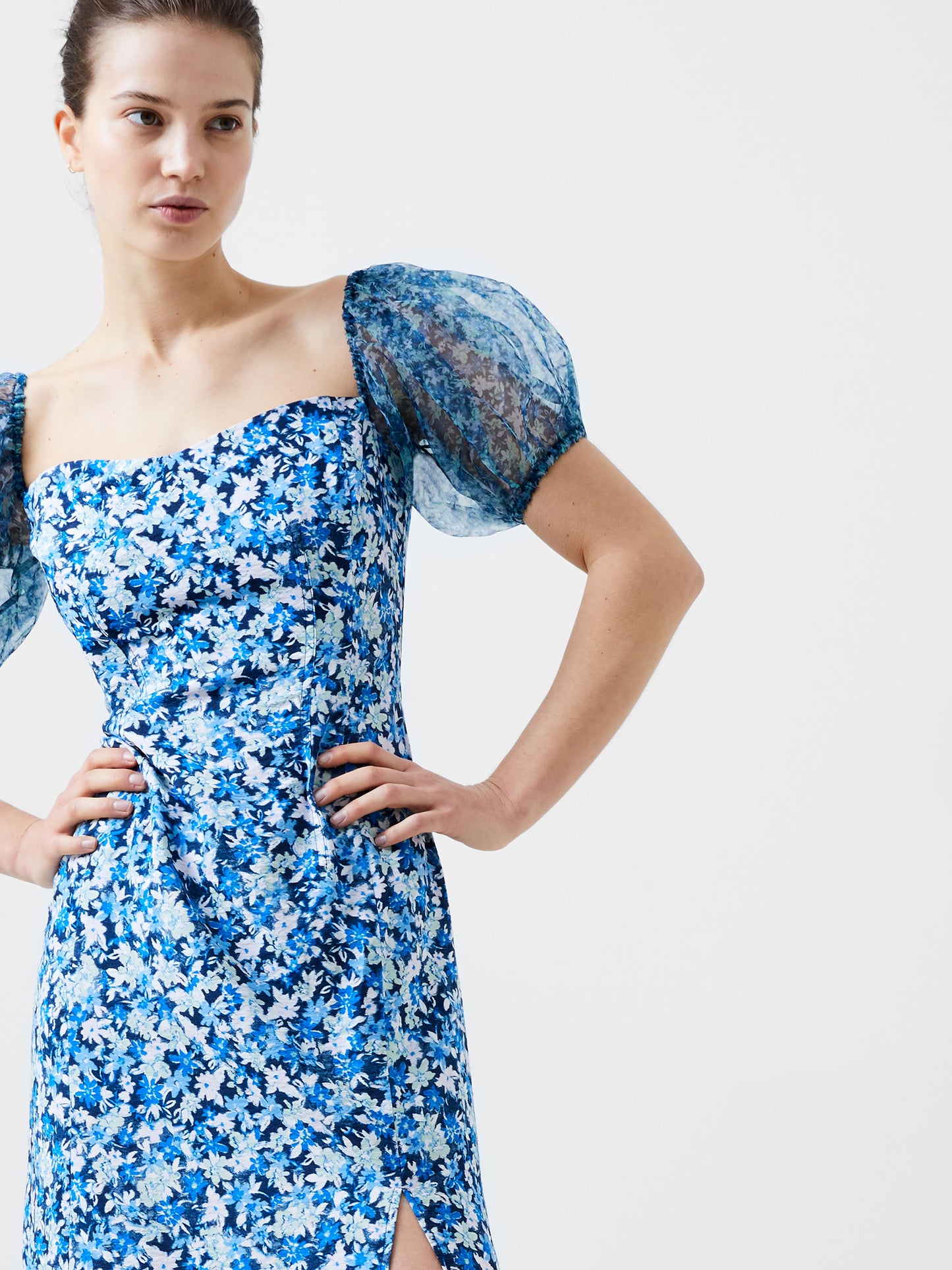 Clara Textured Puff Sleeve Dress