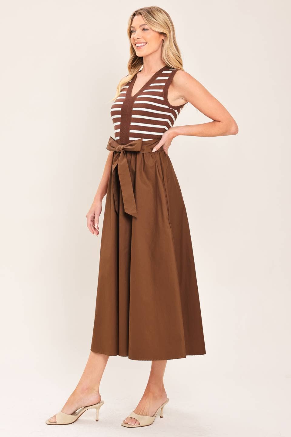 Sweater Combination Midi Dress
