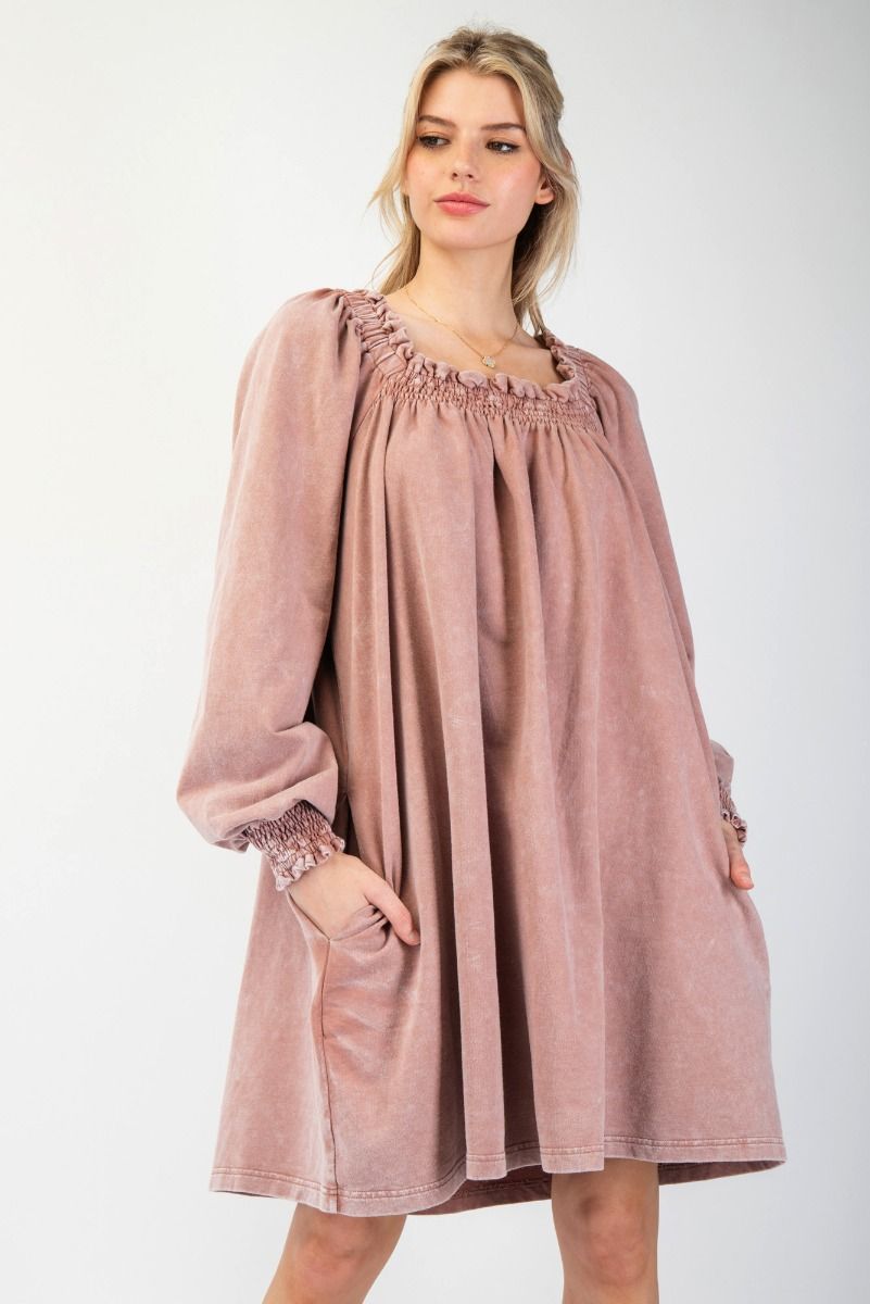 Final Sale - Mineral Wash Terry Knit Dress