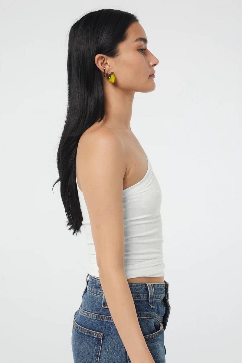Final Sale - Ribbed One Shoulder Knit Tank