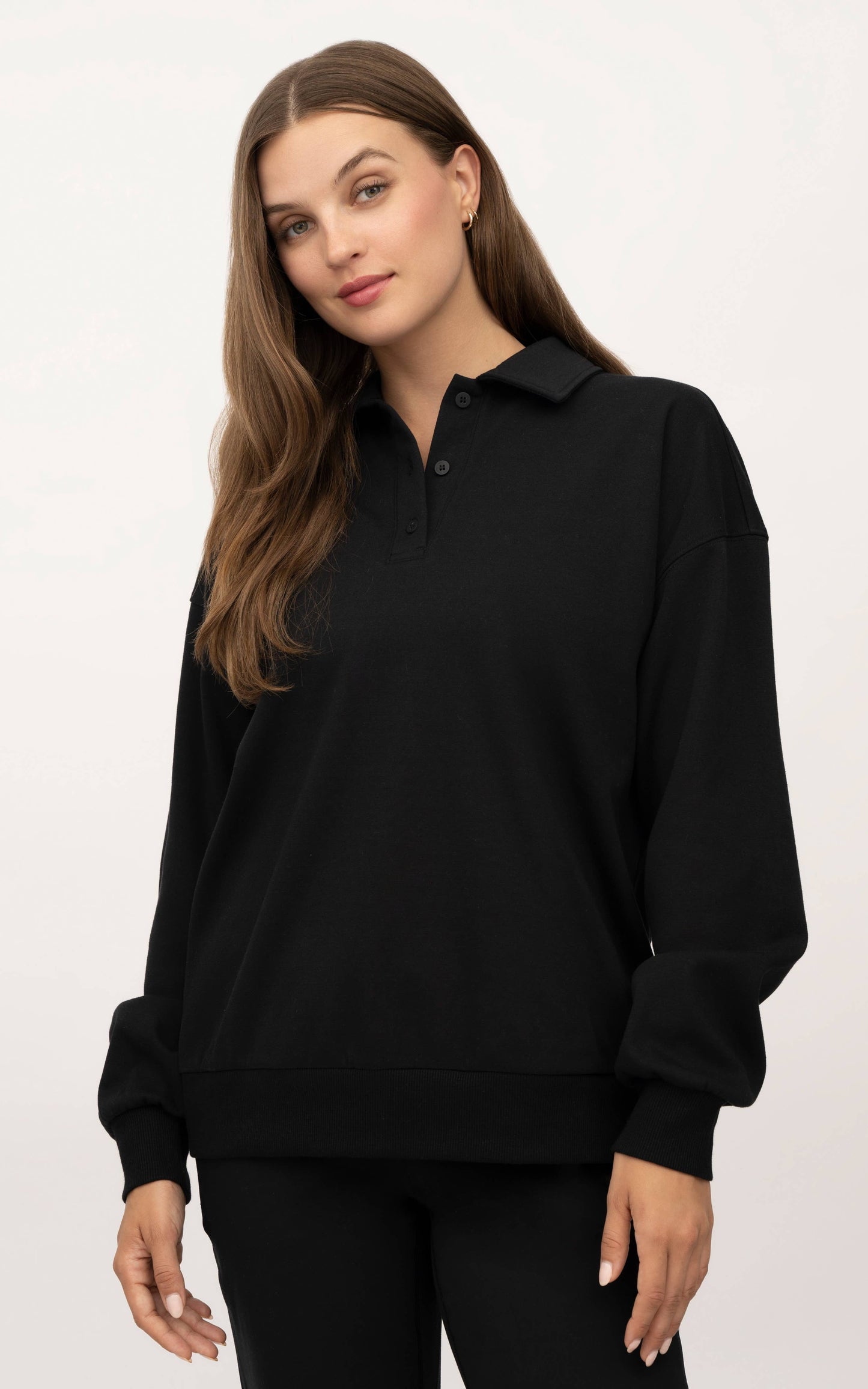 Final Sale - Yogalicious Cloud Plush Cozy Polo Sweatshirt