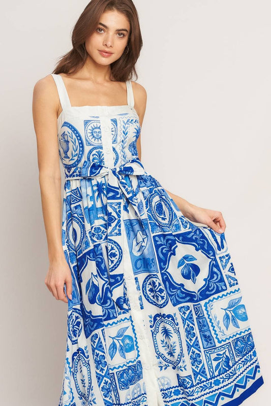 Printed Summer Pineapple Midi dress