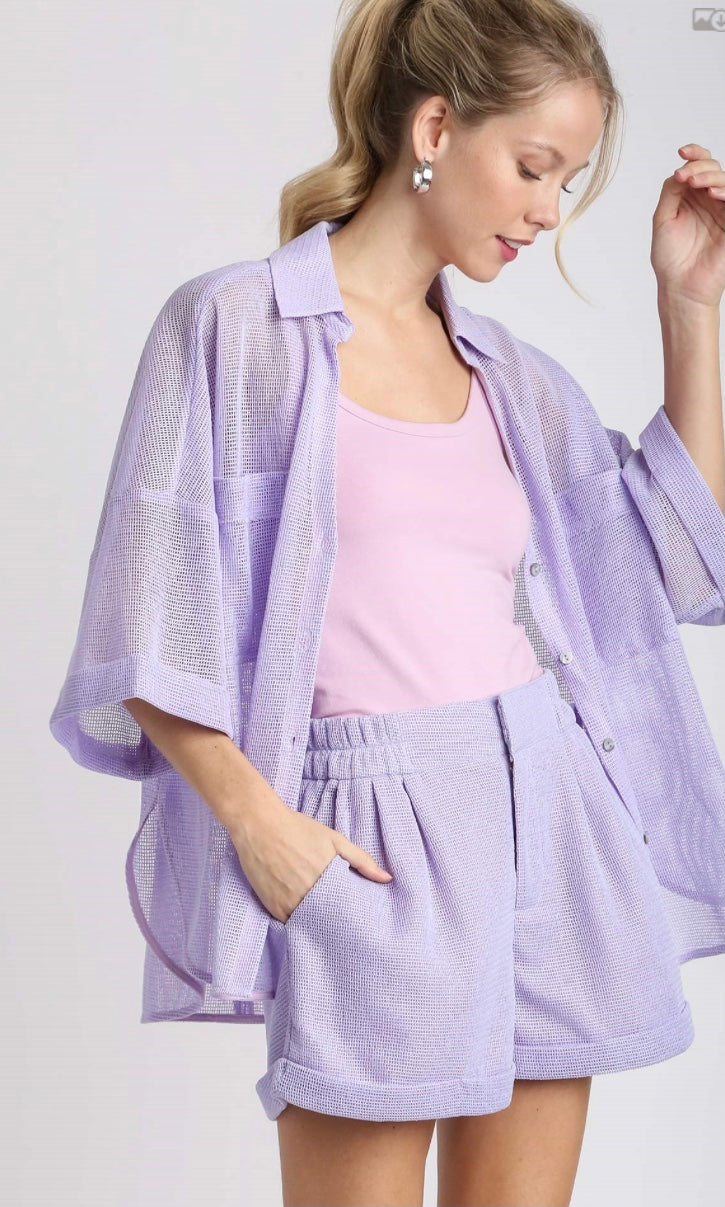 Final Sale - Trouser Buttons Garment Hook Mesh Shorts