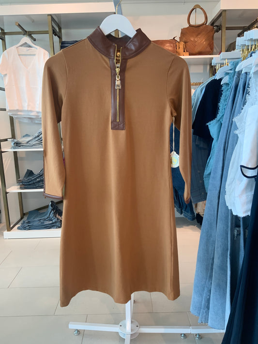Nora Half Zip Dress With Vegan Leather