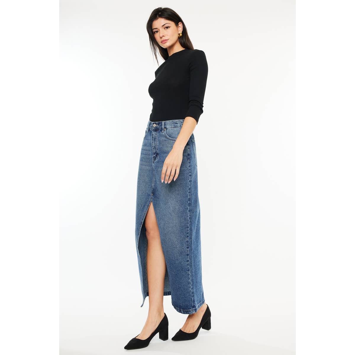 Final Sale - Denim MAXI Skirt Medium Wash