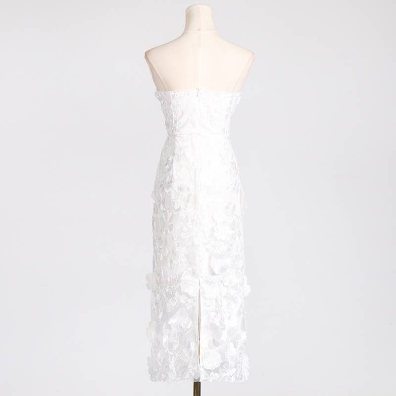 Floral Embroidered Slim Tube Dress