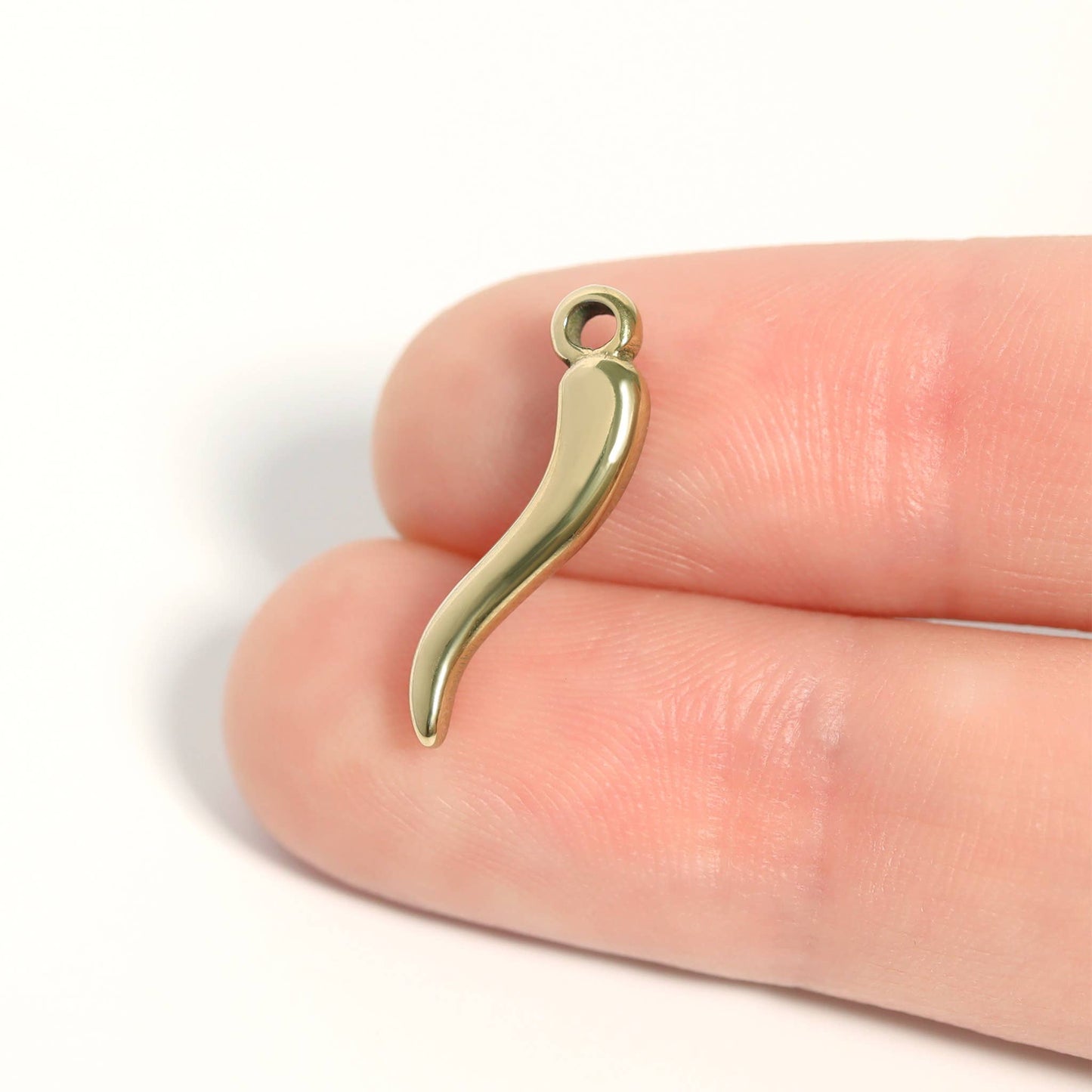 18K Gold PVD Stainless Steel Italian Horn Charm