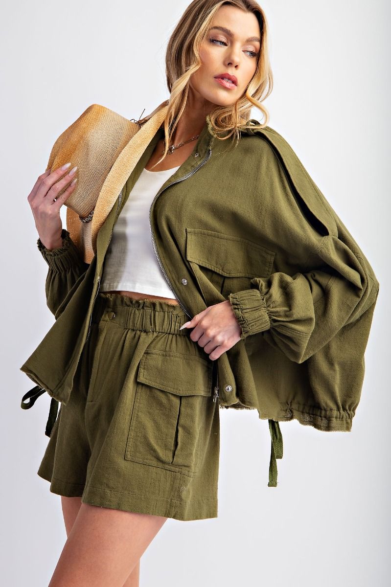 Cotton Gauze Washed Cargo Shorts