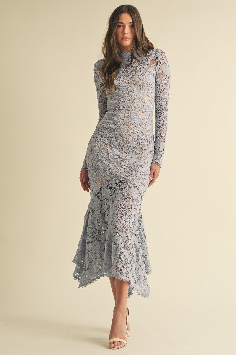 Final Sale - Floral Lace Midi Dress