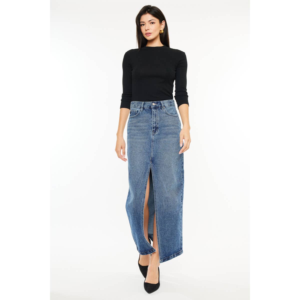 Final Sale - Denim MAXI Skirt Medium Wash