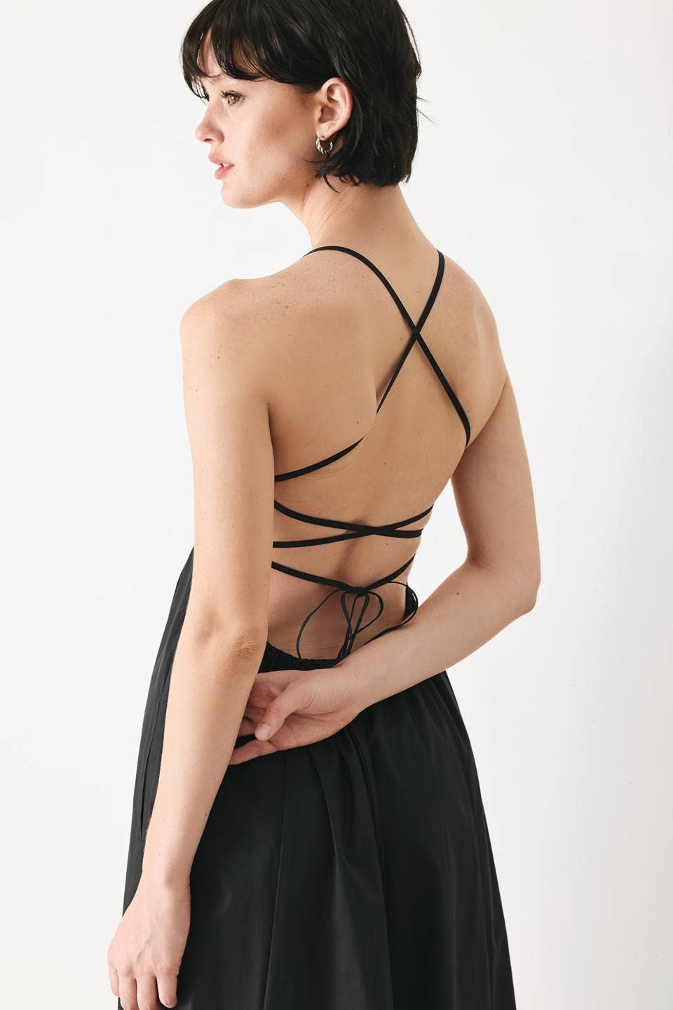 A Solid Woven Midi Dress