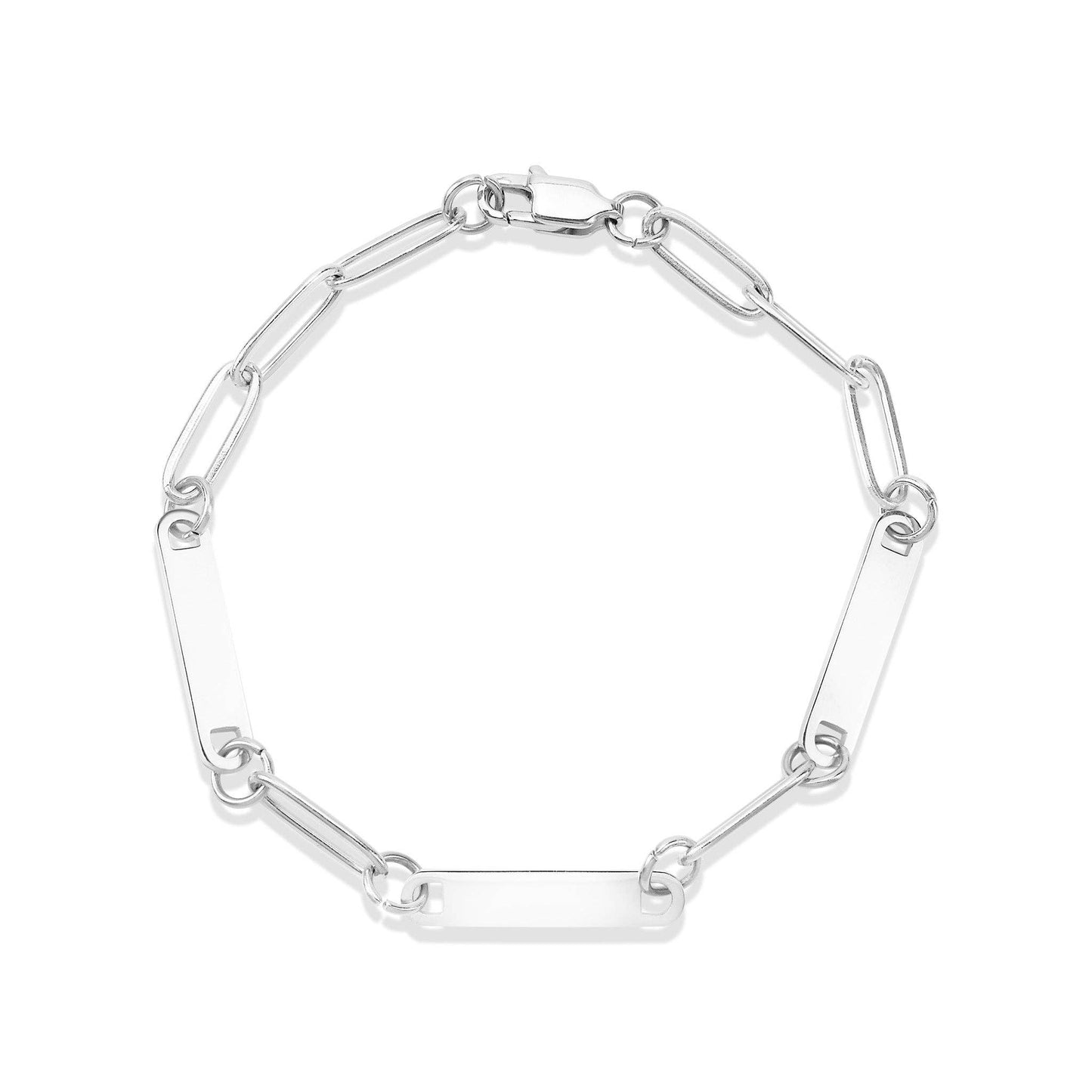 Stainless Steel Engravable Paperclip 3 Bar Bracelet