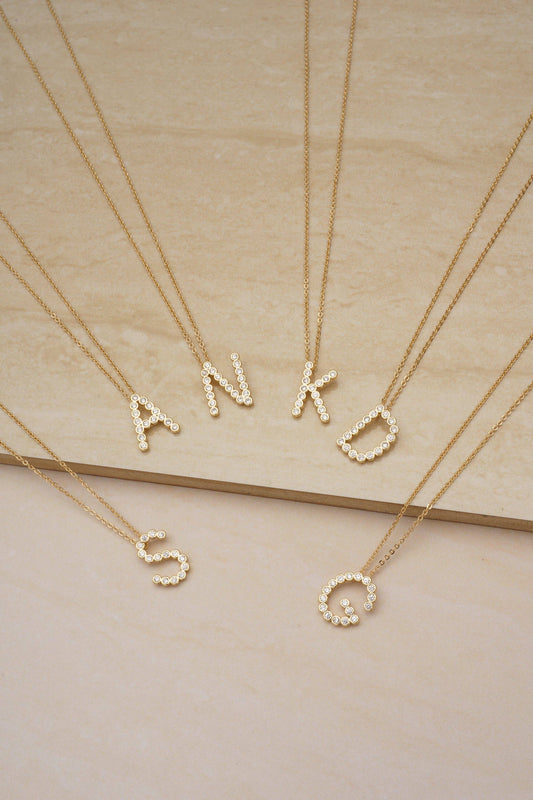 Ettika - Simple Crystal Initial 18k Gold Plated Necklace