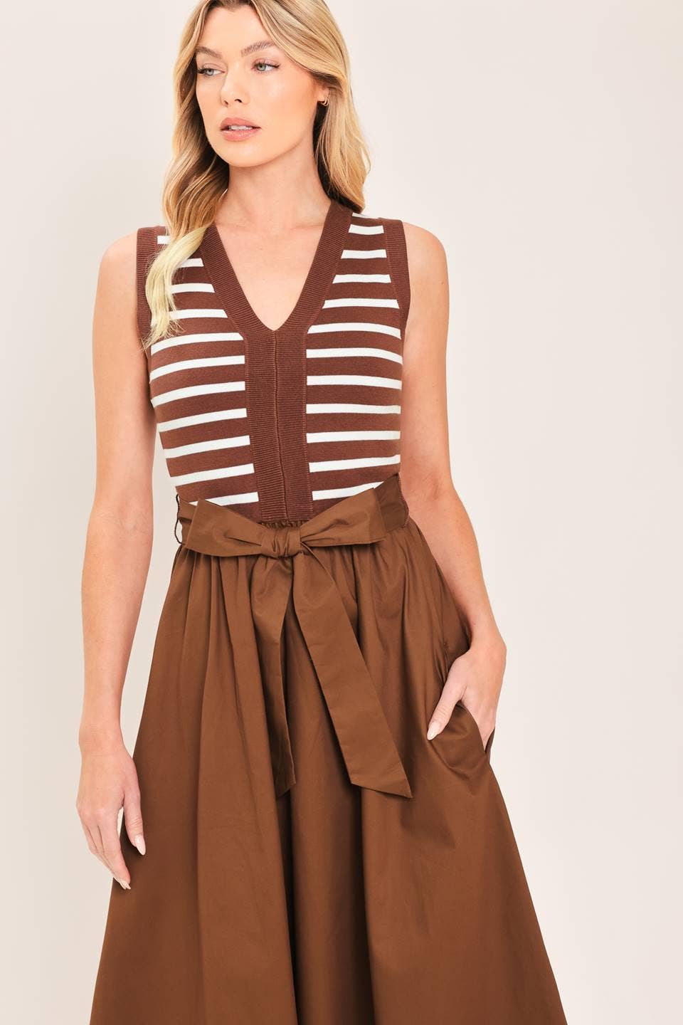 Sweater Combination Midi Dress
