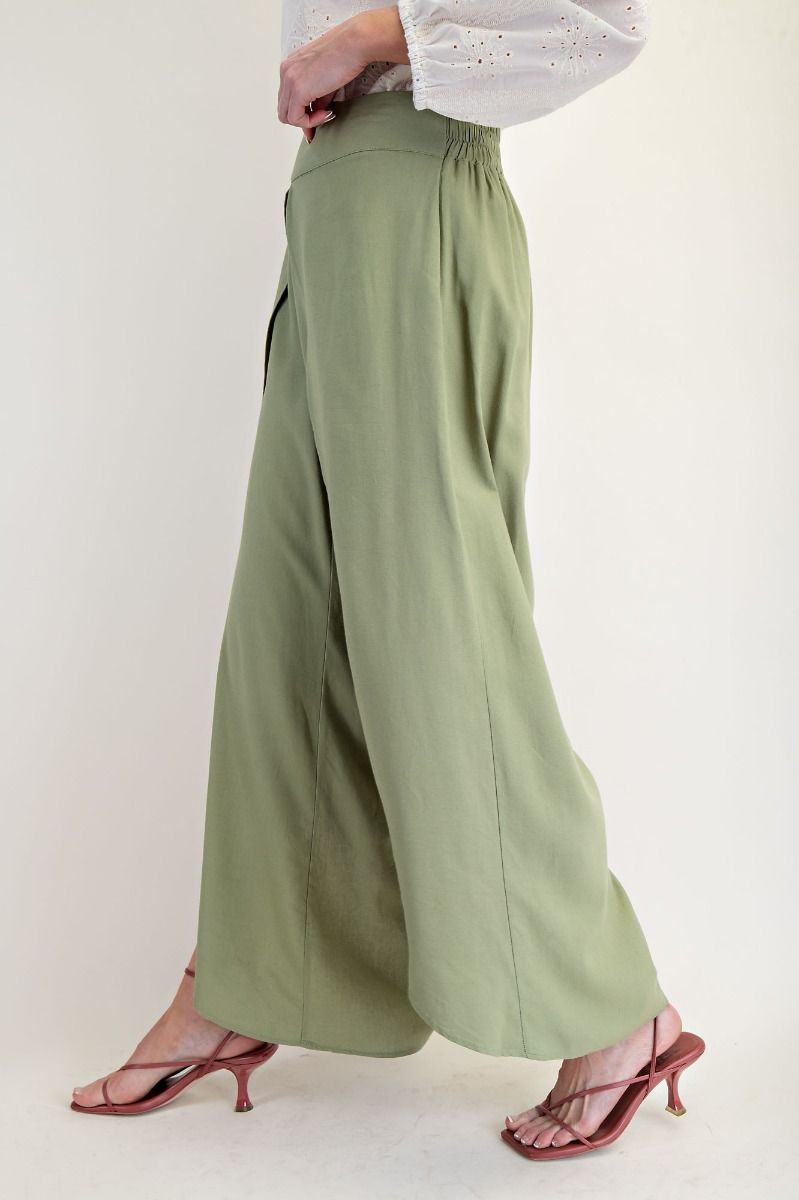 Final Sale - Poly Linen Tulip Long Pants