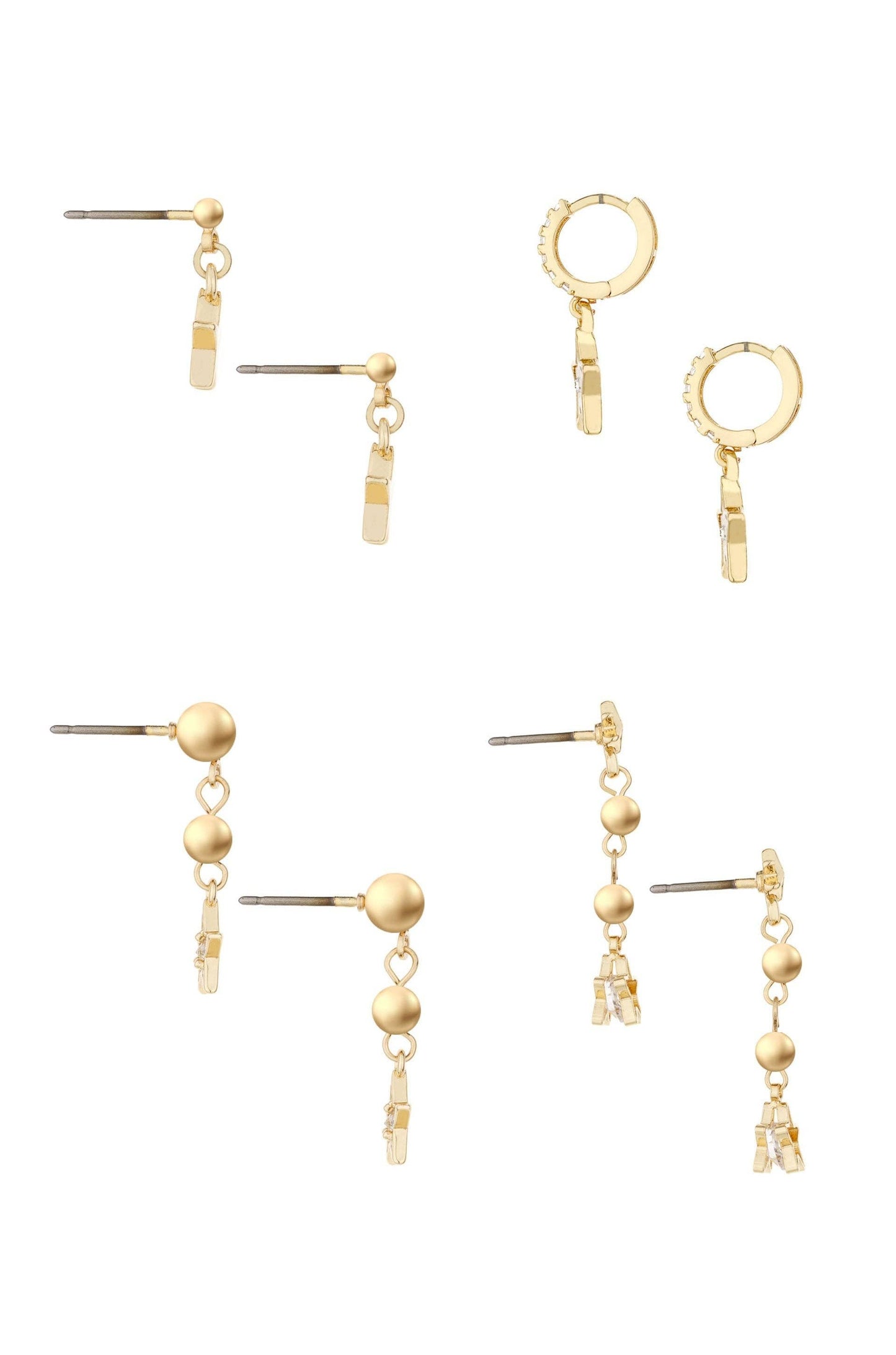 Ettika - Constellation Star Dangle 18k Gold Plated Earring Set of 4