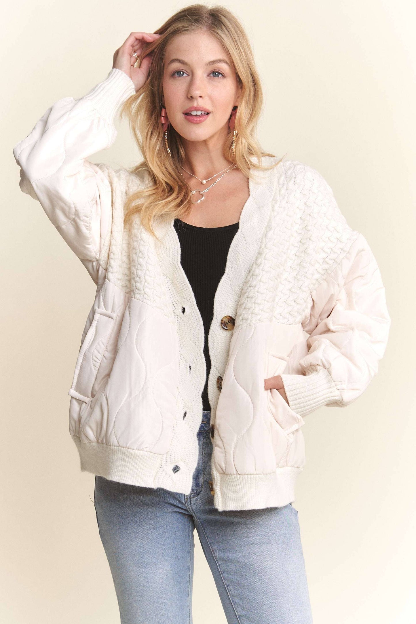 Final Sale - Button Down Quilted Cardigan
