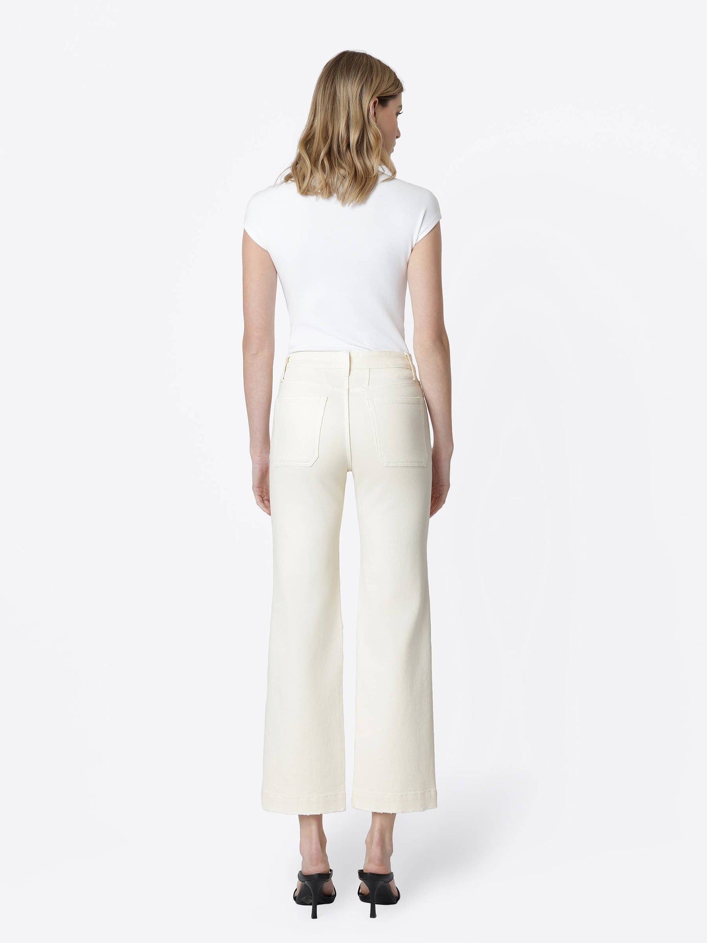 High Rise Patch Pocket Natural Slim Wide Jeans