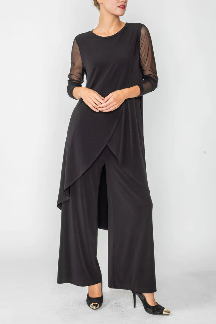 Final Sale - Front overlap see through sleeve top