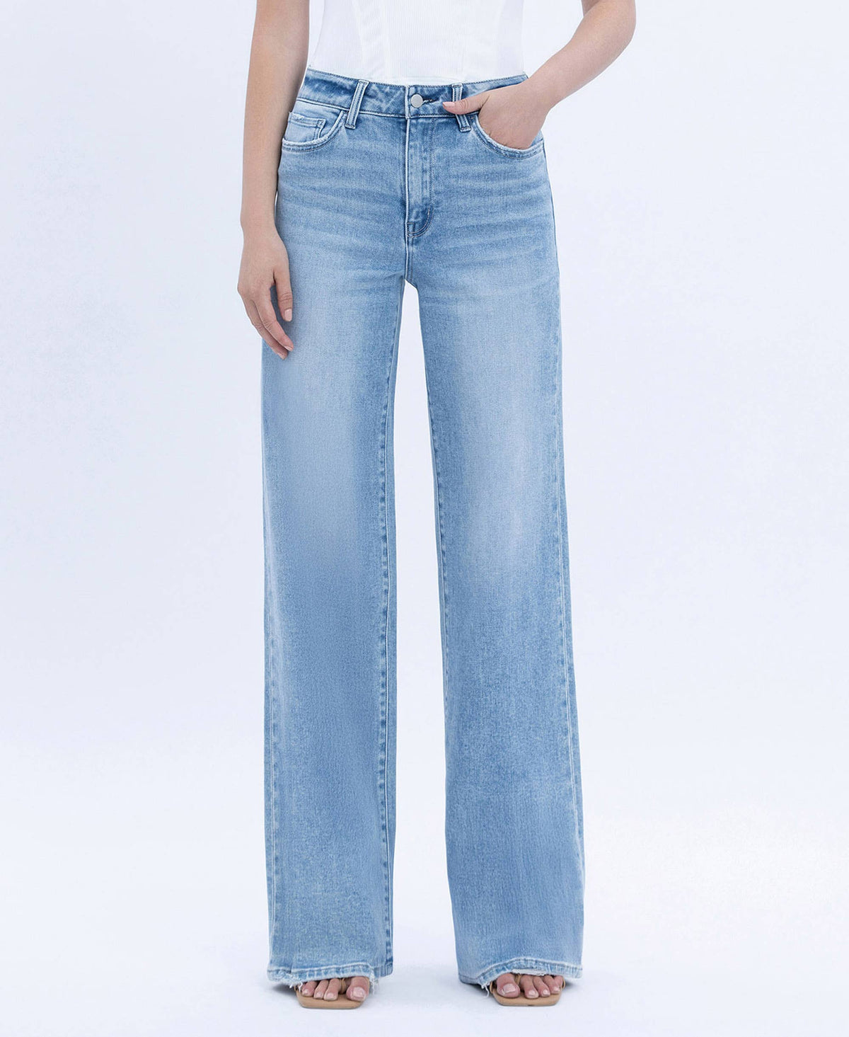 High Rise Full Length Light Wash Jeans