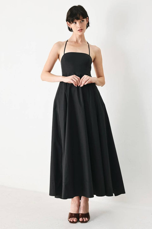 A Solid Woven Midi Dress