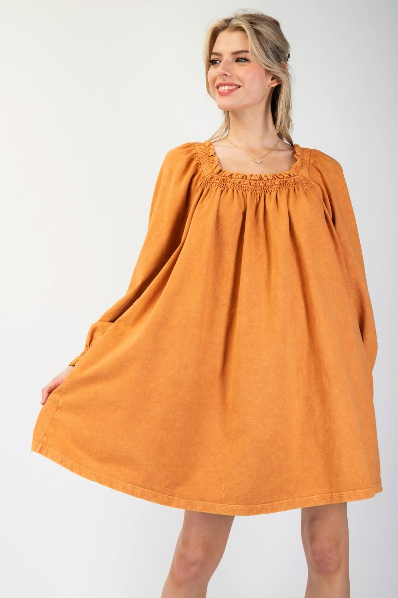Final Sale - Mineral Wash Terry Knit Dress