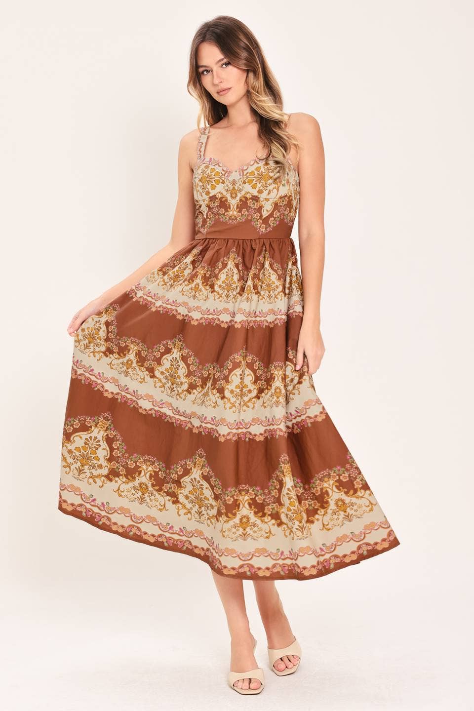 Printed Woven Midi Dress