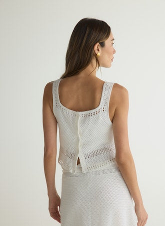Sleeveless Button Back Crochet Top