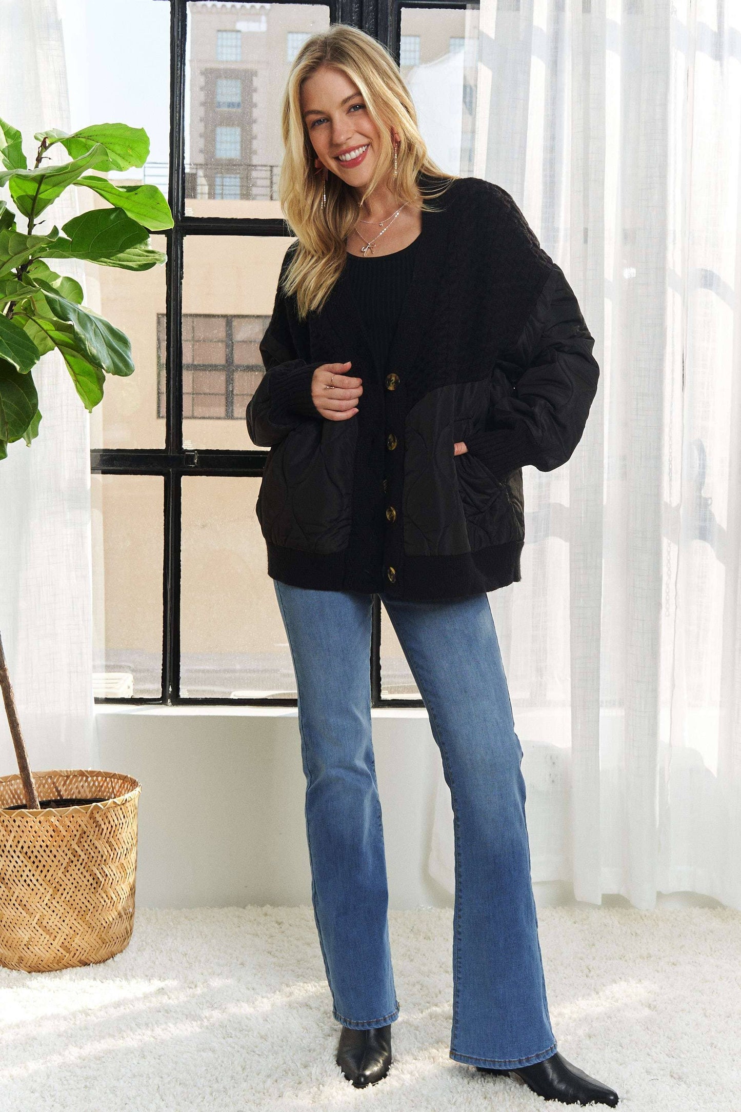 Final Sale - Button Down Quilted Cardigan