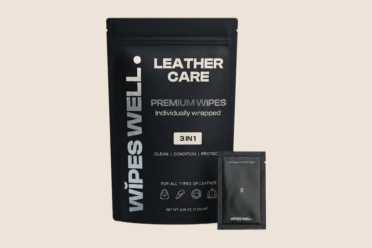 Premium Leather Care Wipes - Individually Wrapped - 12 count