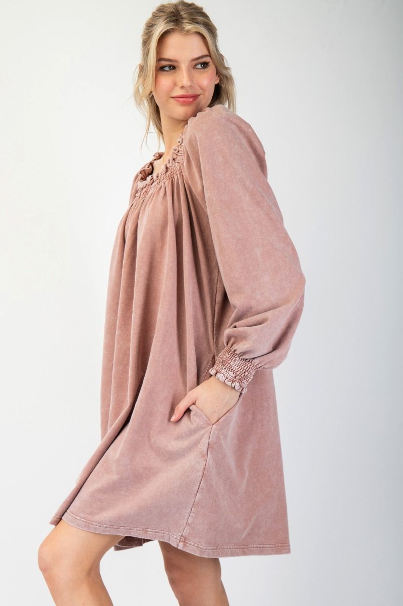 Final Sale - Mineral Wash Terry Knit Dress