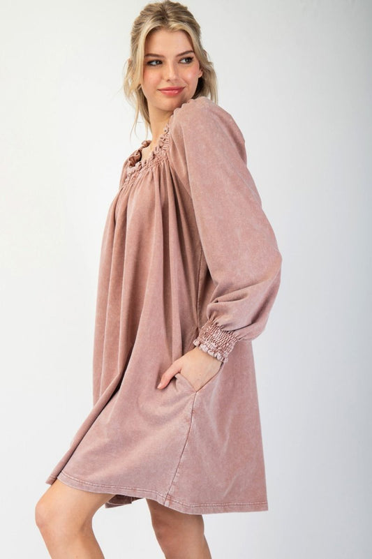 Final Sale - Mineral Wash Terry Knit Dress
