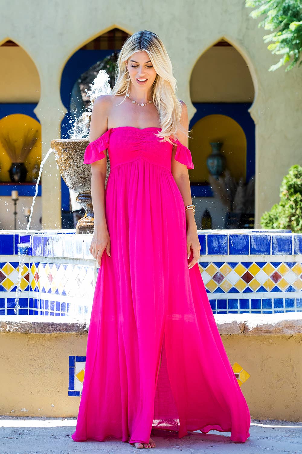 Final Sale - Ruffle Sleeve Smocked Maxi Dress