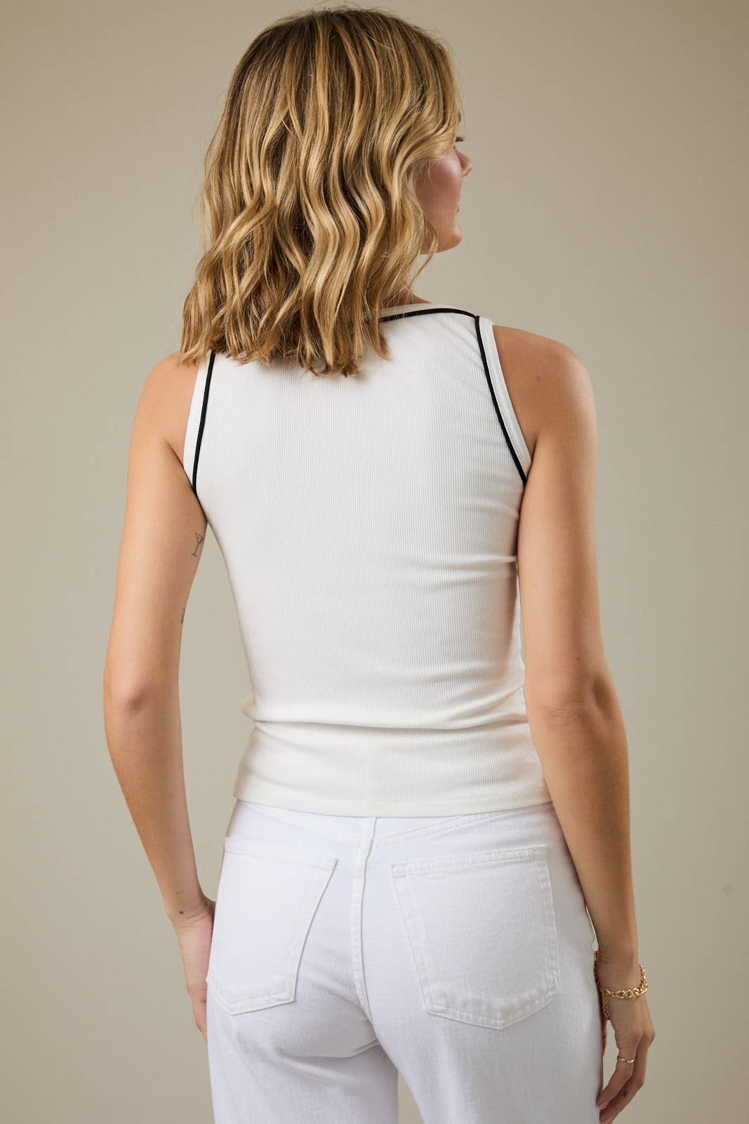 Scoop Neck Tank With Piping Detail