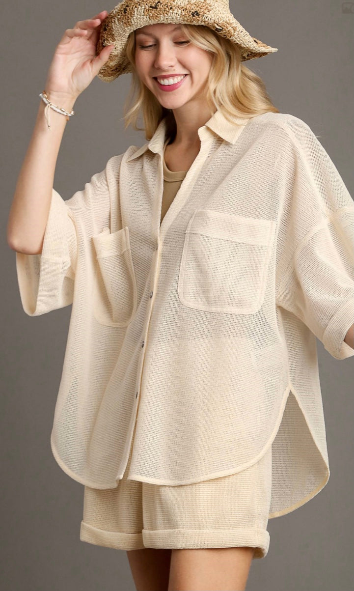 Final Sale - Trouser Buttons Garment Hook Mesh Shorts