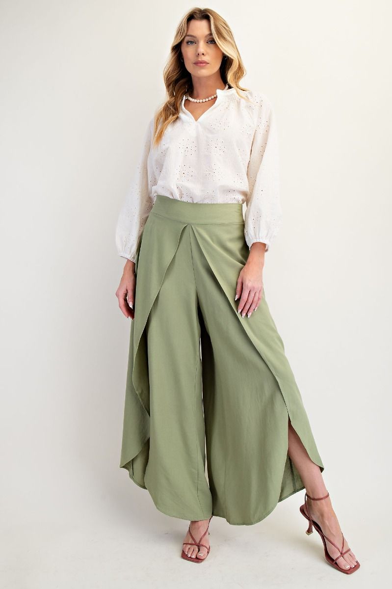 Final Sale - Poly Linen Tulip Long Pants